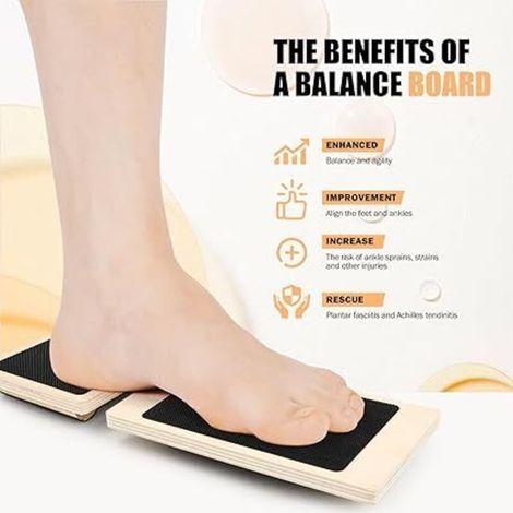 Planche d'équilibre monobloc en bois pour cheville, cheville, entraînement d'équilibre, pour l'étirement de la cheville, la correction de la posture, le renforcement efficace des pieds et la (1/4)