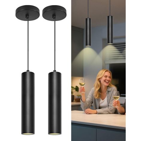 Lot de 2 Suspension GU10 Noir, câble réglable 120 cm (1/5)