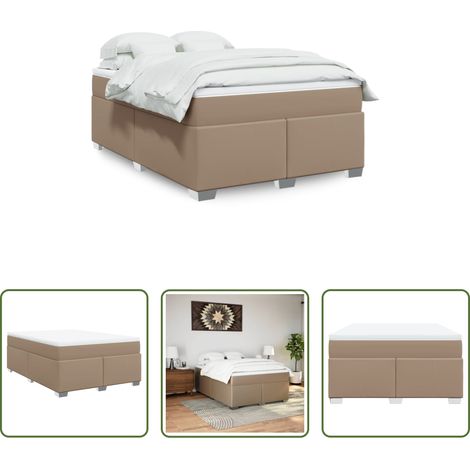 vidaXL Surmatelas -  Sommier à lattes de lit avec matelas Cappuccino 160x200 cm (1/5)
