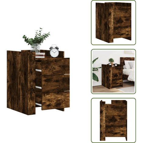 Nachttisch Räuchereiche 45x50x65 cm Holzwerkstoff - Nachttisch - Beistelltisch - Wohnzimmerschreibtisch - Holzwerkstoff - Massivholzmöbel (1/5)