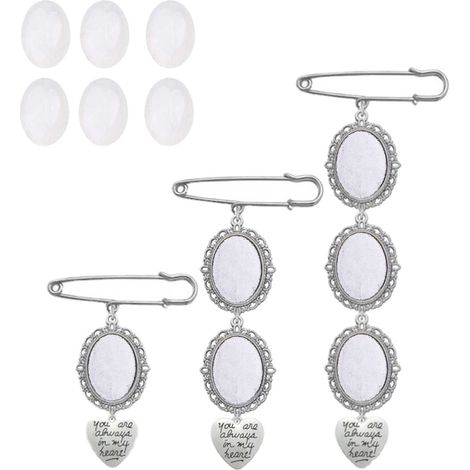 Photo Charm - Cadre Photo Ovale en Alliage avec Cadre Dentelle - Pendentif Cœur - Kit DIY pour Broche ou Porte-Clés - 1 Pièce ou 3 Pièces (1/5)