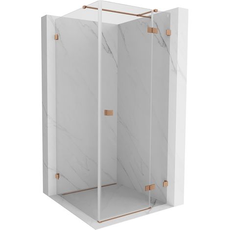 Mexen Lunar T Duschkabine, schwenkbar, rechts 110 x 110 cm, transparent, gebürstetes Kupfer - 834T-110-110-65-00-P (1/5)