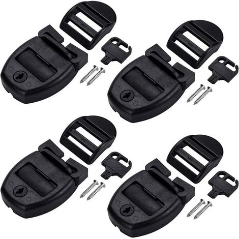 Ensemble de fixations pour couverture de spa, kit de réparation pour couverture de spa, kit de remplacement de serrure avec fentes, 4 curseurs, 4 clés et 8 vis, verrou de fixation (1/4)