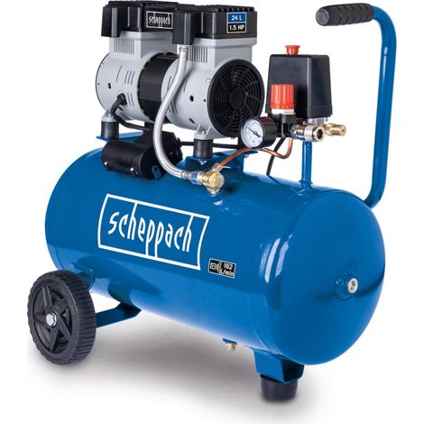 Kompressor HC26Si Scheppach - 1100W 8 Bar 24L Kessel 162 l/min Ansaugleistung ölfrei (1/5)