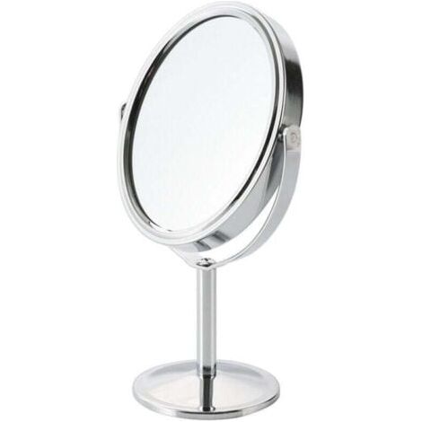 Miroir de maquillage avec compartiment grossissant, double face et rotatif à 360°, adapté au maquillage en salon, au rasage, aux soins du visage (1/5)