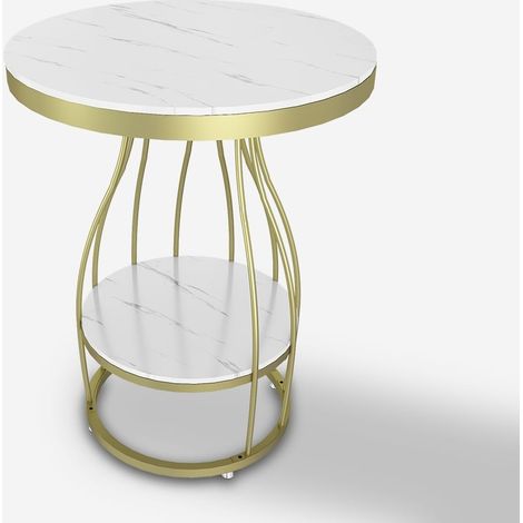 Runder schwarzer goldener Marmortisch aus Metall 45x63cm Neep L - Gold