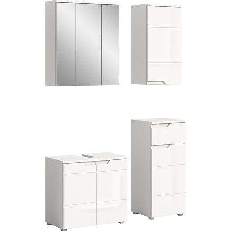 Solero ensemble de meubles de salle de bains S4 blanc brillant, blanc. (1/5)