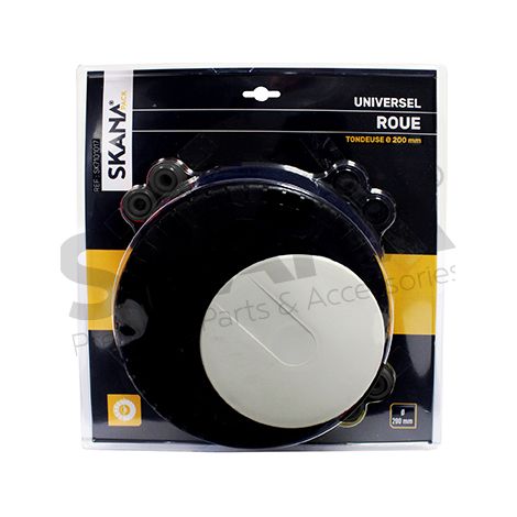 Ruota universale ø 200 mm. Con copertura e set di anelli. Per diametro asse: 8, 10 o 12 mm.