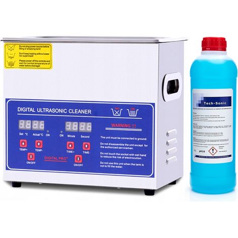Pulitore a ultrasuoni da 3,2 litri con riscaldatore e display PS-20A + 1 litro di fluido TechSonic