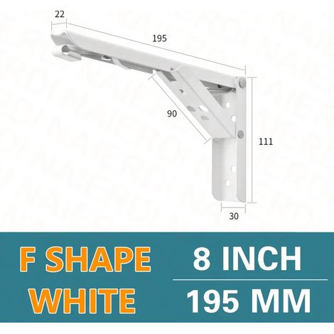 (Blanc 20 cm - Espagne) 2 supports pliables en acier inoxydable, blanc et noir, en fer, triangulaires, réglables, pour étagère murale ou de table (1/5)