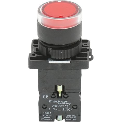 Pulsante indicatore LED rosso con resistenza integrata 1NC, 24V LAY5 Breckner Germany (1/5)