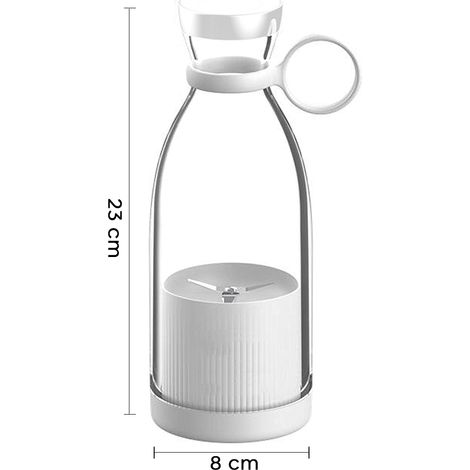Mini licuadora de jugo portátil botella de batido recargable portátil  Color: Blanco