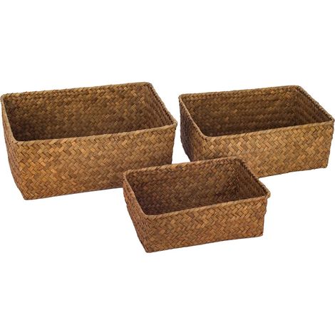 Signes Grimalt Panier de décoration  Paniers de rangement 3 unités Paniers marron 12x21x30cm 27320 (1/5)
