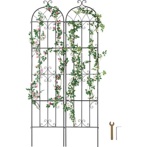 TREILLIS DE JARDIN POUR PLANTES GRIMPANTES, 87 x 20 cm, LOT DE 2, MÉTAL ANTIRouille, SUPPORT POUR ROSES, CONCOMBRES, DÉCORATIF POUR COURS ET PELOUSES (1/5)