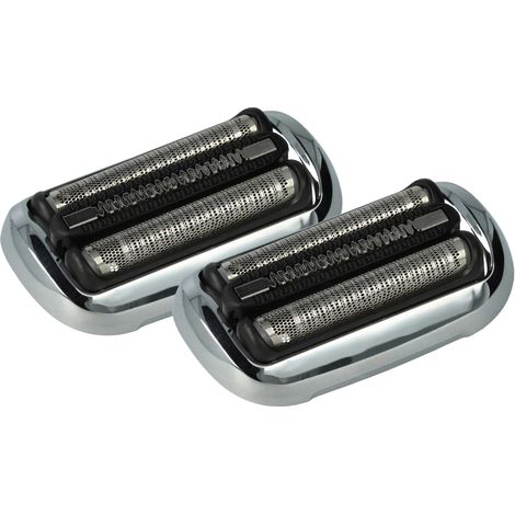 vhbw 2x Ersatz-Scherköpfe kompatibel mit Braun 71-S7320cc, 71-S7200cc, 71-S7530cc, 71-S7501cc Elektrorasierer, Schwarz Silber Weiß