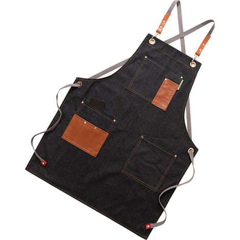 Tablier de cuisine unisexe en PU noir, avec plusieurs poches, idéal pour la cuisine et la restauration.