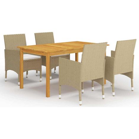 vidaXL Juego de comedor para jardín de 5 piezas beige (1/4)