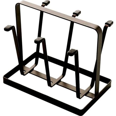 Abtropfgestell für 6-Tassen-Flaschen aus Metall mit Silikon-Schutzhaken und rutschfestem Boden, schwarz (1/5)