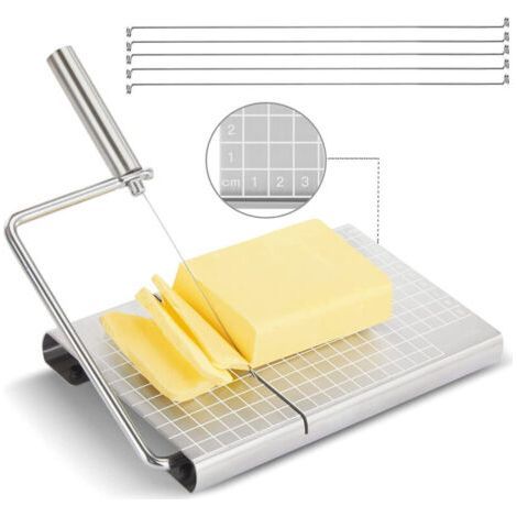 Wire Cheese Slicer, Stainless Steel Cheese Slicer with 6 Replacement Wires, Butter Cutter, Cheese-Cutter, Cheese-Slicer, Metal Cheese Slicer - Climb (1/4)