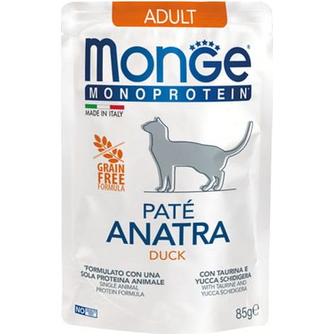 Paté de pato monoproteico para gatos adultos Monge 85 g