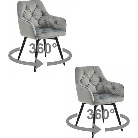 Silla JORK360 - terciopelo gris plateado / patas negras x 2 (1/5)