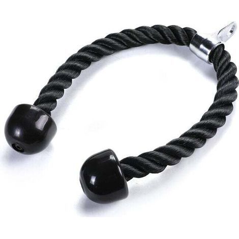 Corde d'entraînement pour triceps en nylon avec double poignée (1 corde, noire, 70 cm) (1/4)