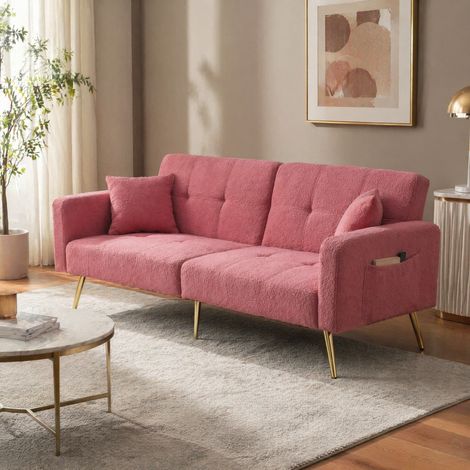 Sofá cama convertible 175 x 64 x 72 cm con respaldo reclinable, bolsillos laterales y cojín HAVRYA (1/5)