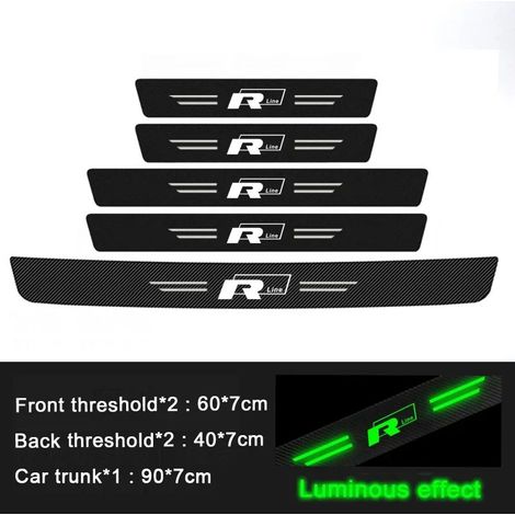 (5 pièces) Plaques de protection lumineuses pour seuils de porte avant de voiture VW R-Line Jetta Golf Tiguan,autocollants anti-rayures pour seuil de pare-chocs arrière (1/3)