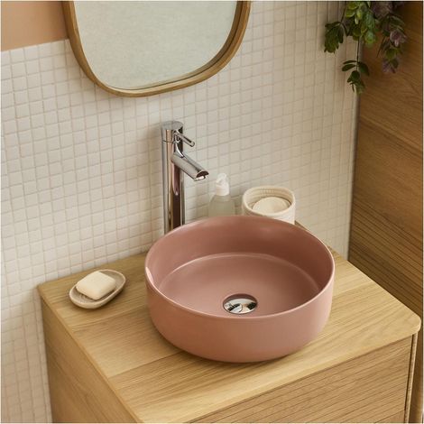 Mob-In – Vasque à poser ronde en céramique 36x36cm – Hauteur 12cm – Finition brillante ou mate – Pour salle de bain moderne