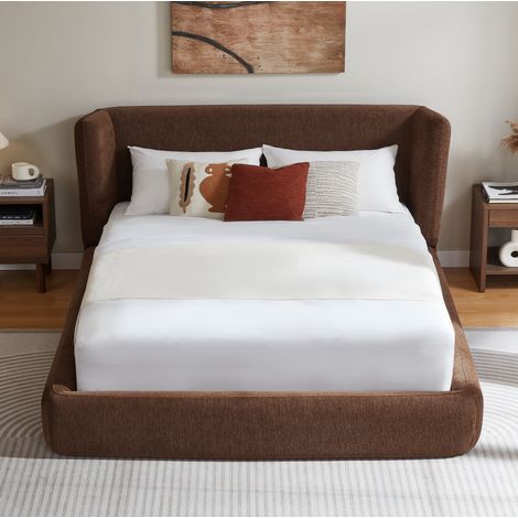 Letto matrimoniale 160x200 cm con telaio in acciaio rinforzato marrone, senza materasso – MEUBLIV (1/5)