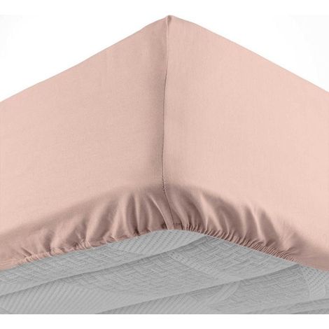 Drap housse 180x200 cm - Bonnet 30 cm - 100% coton - Rose (1/5)