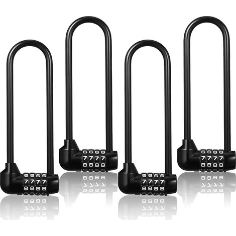 Lot de 4 cadenas à 4 chiffres – Œillet de 15 cm, étanches et réparables – Pour coffre-fort, clôture, portail et boîte à outils (1/4)