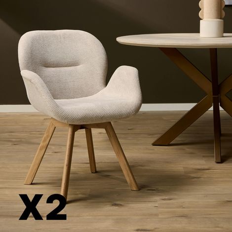 Chaise scandinave pivotante beige (lot de 2) CORTINA (1/5)
