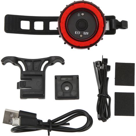 Feu arrière vélo intelligent rechargeable USB, étanche IPX5, petit feu stop à détection pour VTT et vélo de route (1/5)