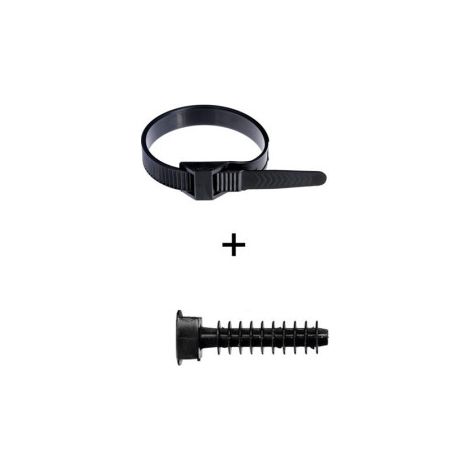 Ram - Collier de fixation nylon - noir - 180x9 + Embase D.8mm - Collier x100 (59118) +Embase x100 (59230)