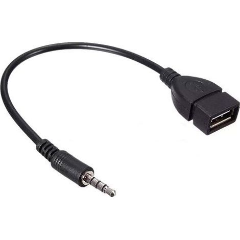 Cable adaptador USB hembra a jack 3.5mm AUX macho 0.20 M Negro