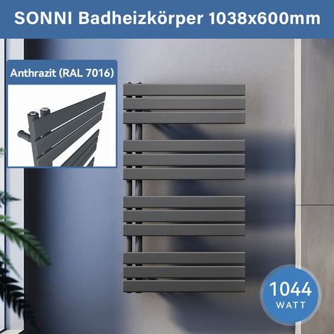 SONNI Badheizkörper Handtuchhalter Anthrazit Handtuchwärmer Panel Handtuchtrockner,1038x600mm Seitenanschluss