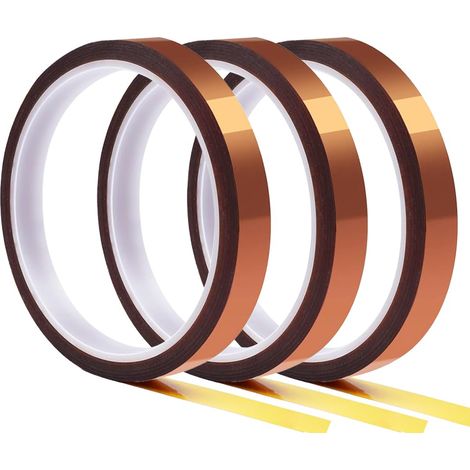 3 rouleaux de ruban adhésif haute température, 10 mm x 50 m, ruban de sublimation pour presse à chaud, ruban de transfert thermique sans résidus. (1 cm x 50 m, 3 pièces) (1/5)