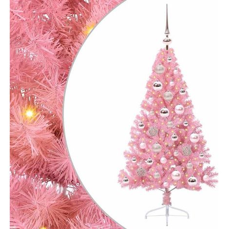 Sapin de Noël artificiel pré-illuminé, rose, 120 cm, en PVC (1/5)
