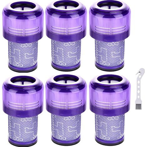 Ersatz Filter für Dyson V12 Detect Slim Staubsauger,Absolute Extra/Total Clean/Fluffy Zubehör Hinterer Filter Ersatzteil 971517-01(6 Stück Hepa Filter 1 Reinigungsbürste)