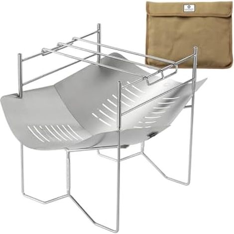 Feu de Camp - Grill Portable Extérieur - Structure Pliable en Acier Inoxydable 304 - Pour Cuisine en Plein Air - 1 Pièce (1/3)