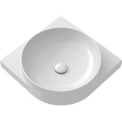 Ravak Yard - Lavabo d'angle 45x45 cm, sans trop-plein, trou pour robinet, blanc XJX01245000 (1/5)
