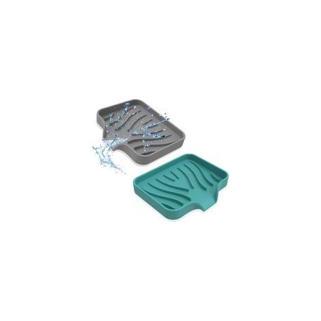 (Vert, Gris) Porte Savon, Lot de 2 Porte Savon Salle de Bain en Silicone Boîte à Savon de Douche, Nettoyage Facile Séchage Évier Pont de Baignoire Boite a Savon