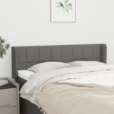 vidaXL Tête de lit avec oreilles Gris foncé 147x16x78/88 cm Tissu (1/5)