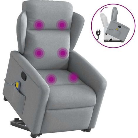 Fauteuil de massage inclinable en tissu gris clair (1/5)