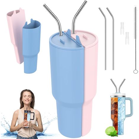 Séparateur de boisson en silicone, 2 en 1 Séparateur de boissons, Séparateur Tasse Boissons, séparateur réutilisable pour boissons double, Séparateur Tasse Réutilisable, pour jus, café, cola (1/5)