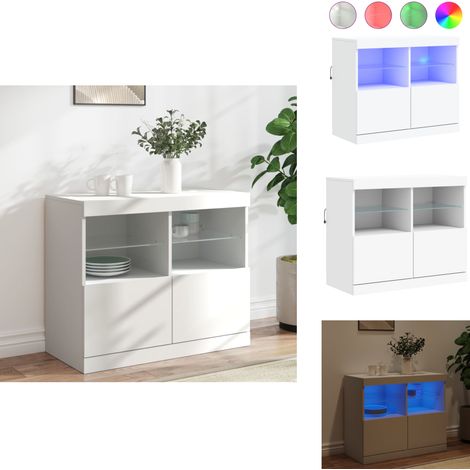 Buffet avec lumières LED blanc 81x37x67 cm - Buffet Design Moderne - Meuble Rangement - Luminaire Led Rgb - Armoire Murale - Décoration Intérieur (1/5)