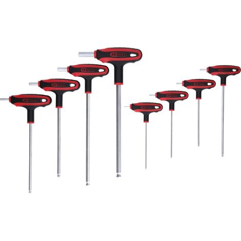 KS Tools 151.8155 Serie di Chiavi Maschio Esagonali Piegate a Testa Sferica a T Ergotorqueplus, 8 Pezzi, 2-10 mm (1/3)