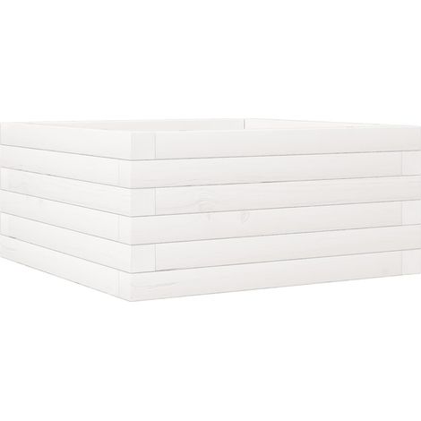 Vassoio per fioriera aiuola rialzata piante fiori terrazza giardino 50 x 50 x 23 cm legno massello di pino bianco 020037629
