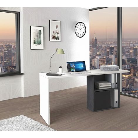 Scrivania - 2 Ripiani Supporto pc, Bianco Lucido, -, 110x50x75h cm Itaugua